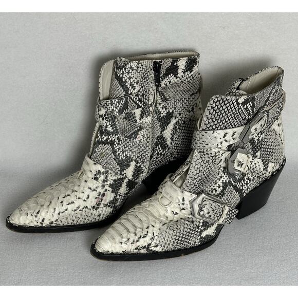 Gianni Bini Snakeprint Leather Point Toe Ankle Boots Cowgirl Western W 8.5M EUC - Picture 5 of 8